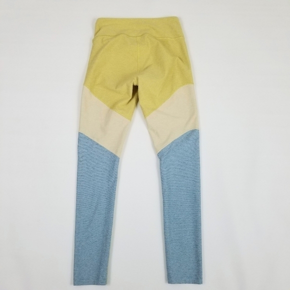 Outdoor Voices colorblock blue yellow 7/8 length activewear leggings womens sz S - Picture 4 of 7
